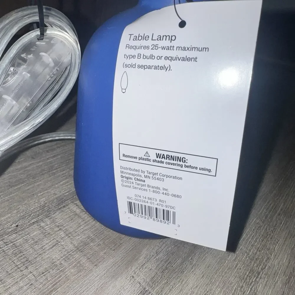Blue Pleated Table Lamp Matte Ceramic Base Fabric Shade Target 25W New